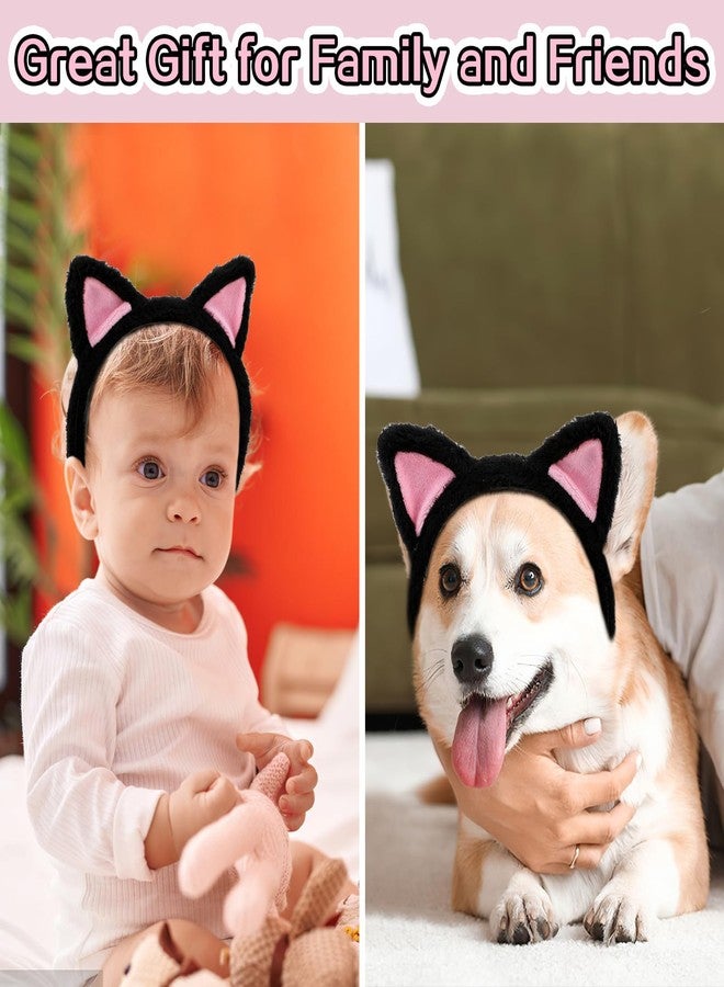 COMNICO Cat Ears Headbands, Plush Soft Cute Washing Face Head band Fuzzy Kitten Makeup Hair Headbands for Mask Skincare Spa Yoga Halloween Parties Cosplay (Black) - Image 5